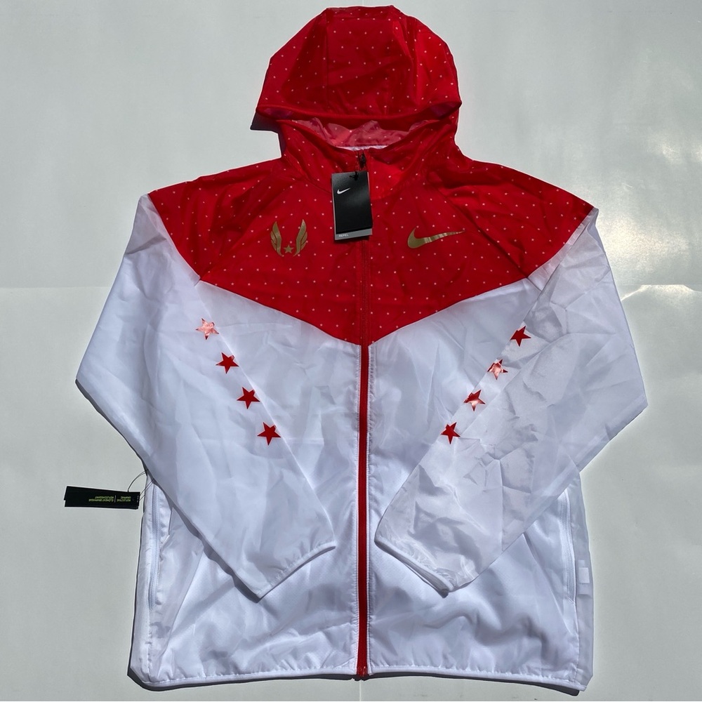 NEW Men’s Nike USATF Olympic Windrunner windbreaker jacket red gold white Large